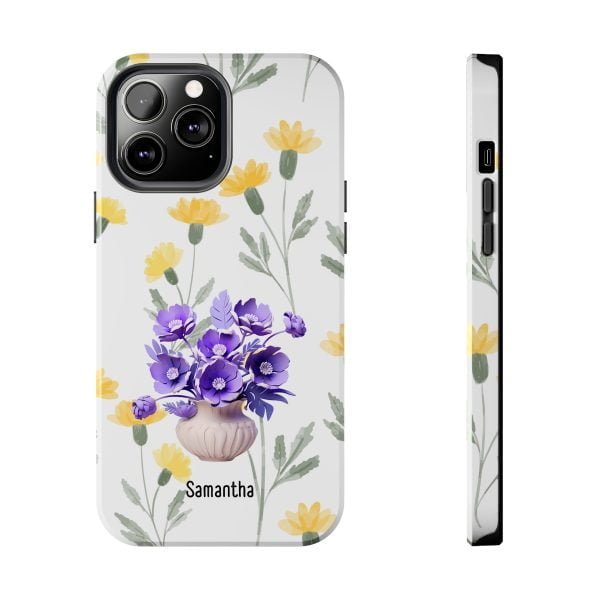 Birth Flower iPhone Cases | February Birth Flower: Violet | Name Customization - Image 74