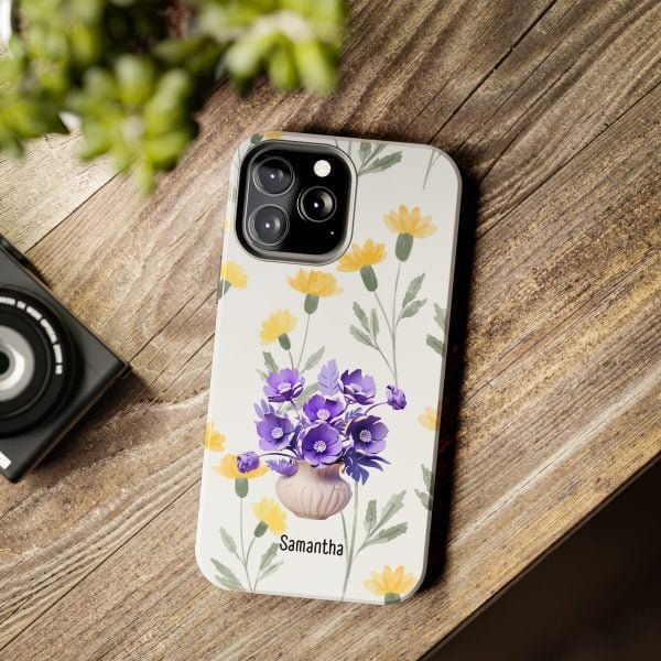 Birth Flower iPhone Cases | February Birth Flower: Violet | Name Customization - Image 79