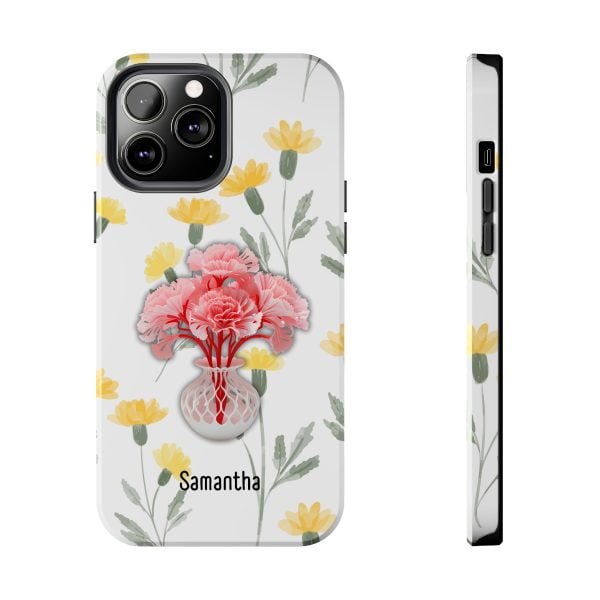 Birth Flower iPhone Cases | January Birth Flower: Carnation | Name Customization - Image 74