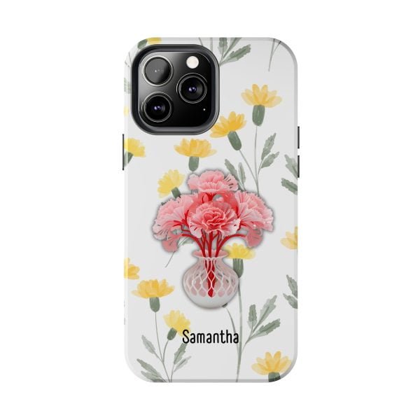 Birth Flower iPhone Cases | January Birth Flower: Carnation | Name Customization - Image 75