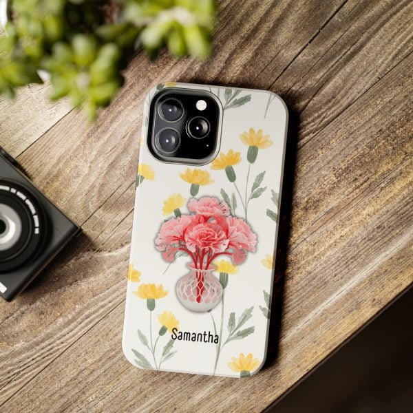 Birth Flower iPhone Cases | January Birth Flower: Carnation | Name Customization - Image 79