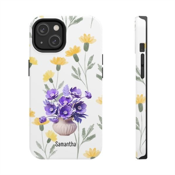 Birth Flower iPhone Cases | February Birth Flower: Violet | Name Customization - Image 2