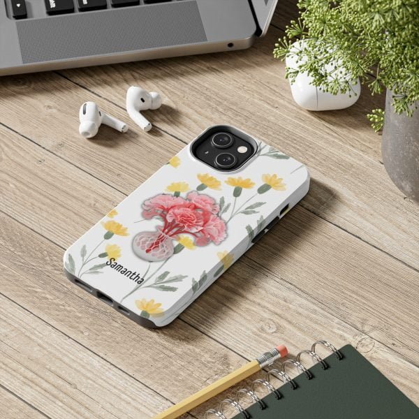 Birth Flower iPhone Cases | January Birth Flower: Carnation | Name Customization