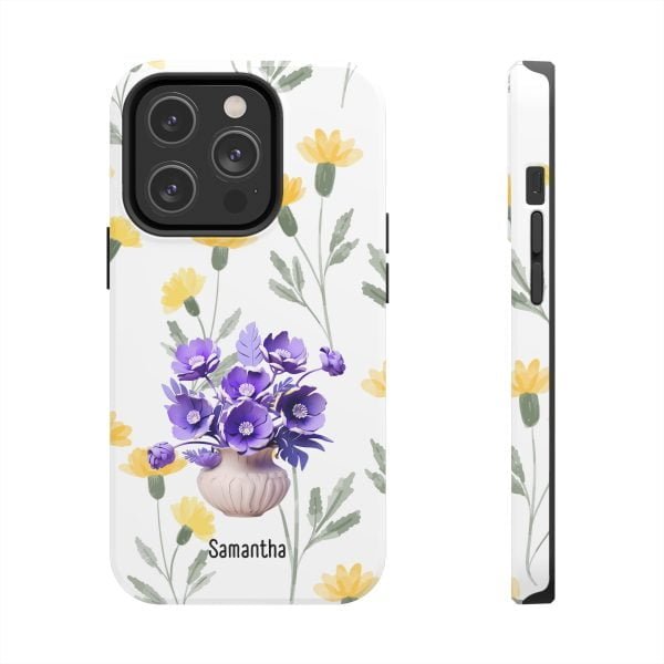 Birth Flower iPhone Cases | February Birth Flower: Violet | Name Customization - Image 80