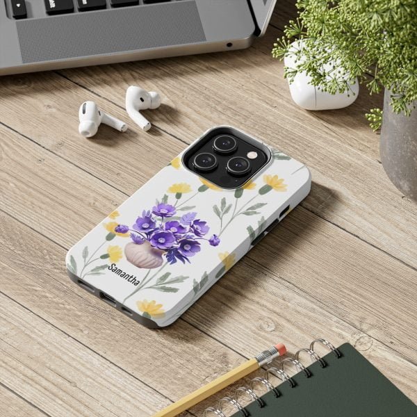 Birth Flower iPhone Cases | February Birth Flower: Violet | Name Customization - Image 81