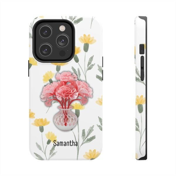 Birth Flower iPhone Cases | January Birth Flower: Carnation | Name Customization - Image 80