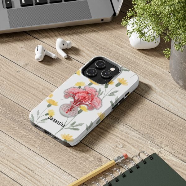 Birth Flower iPhone Cases | January Birth Flower: Carnation | Name Customization - Image 81