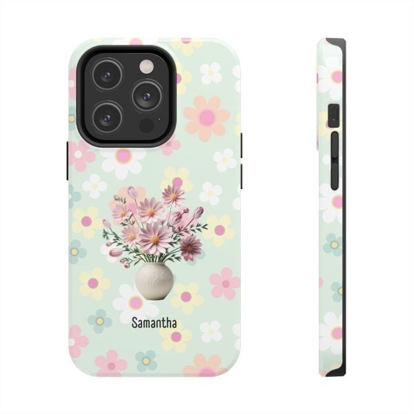 Birth Flower iPhone Cases | Oct Birth Flower: Cosmos | Name Customization - Image 85
