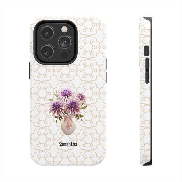 Birth Flower iPhone Cases | Sep Birth Flower: Aster | Name Customization - Image 80