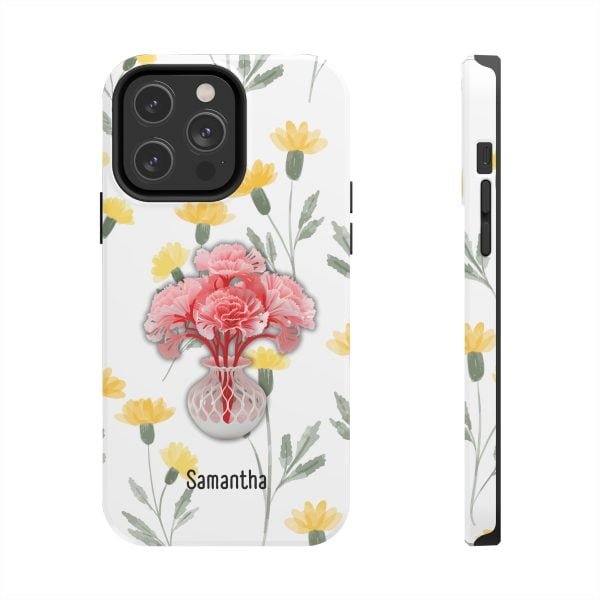 Birth Flower iPhone Cases | January Birth Flower: Carnation | Name Customization - Image 82