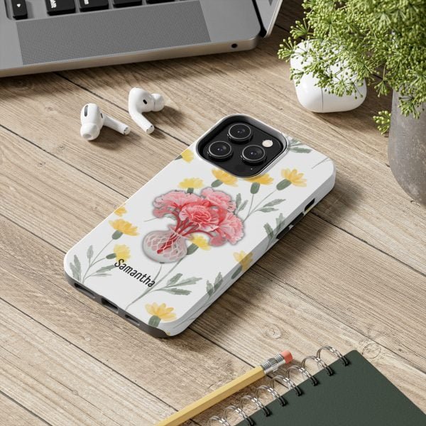 Birth Flower iPhone Cases | January Birth Flower: Carnation | Name Customization - Image 83