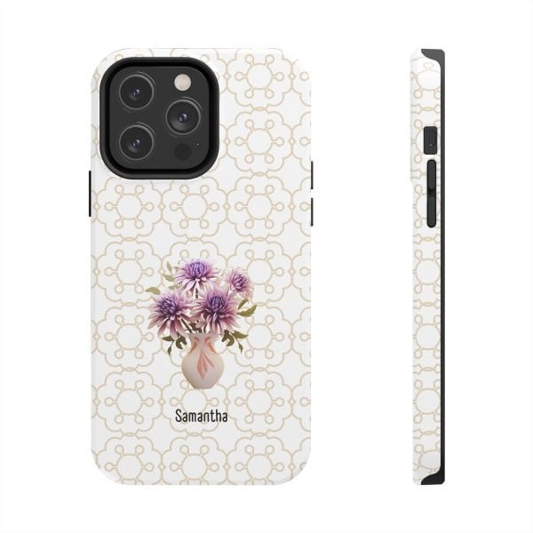 Birth Flower iPhone Cases | Sep Birth Flower: Aster | Name Customization - Image 82