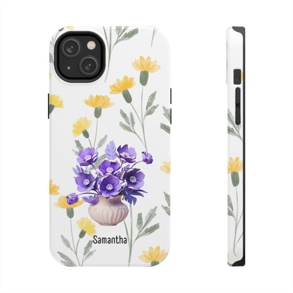 Birth Flower iPhone Cases | February Birth Flower: Violet | Name Customization - Image 84