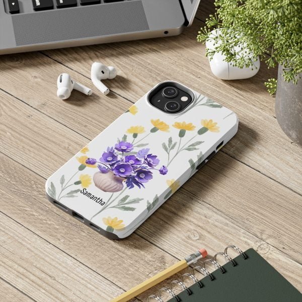 Birth Flower iPhone Cases | February Birth Flower: Violet | Name Customization - Image 85