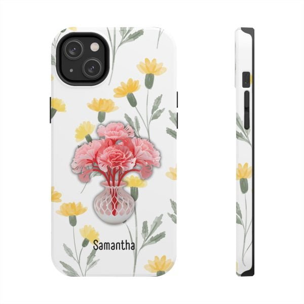 Birth Flower iPhone Cases | January Birth Flower: Carnation | Name Customization - Image 84