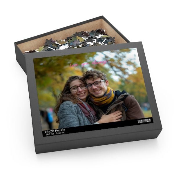 Custom Couple Photo Puzzle (120, 252, 500-Piece), Text Customization, Personalized Gift