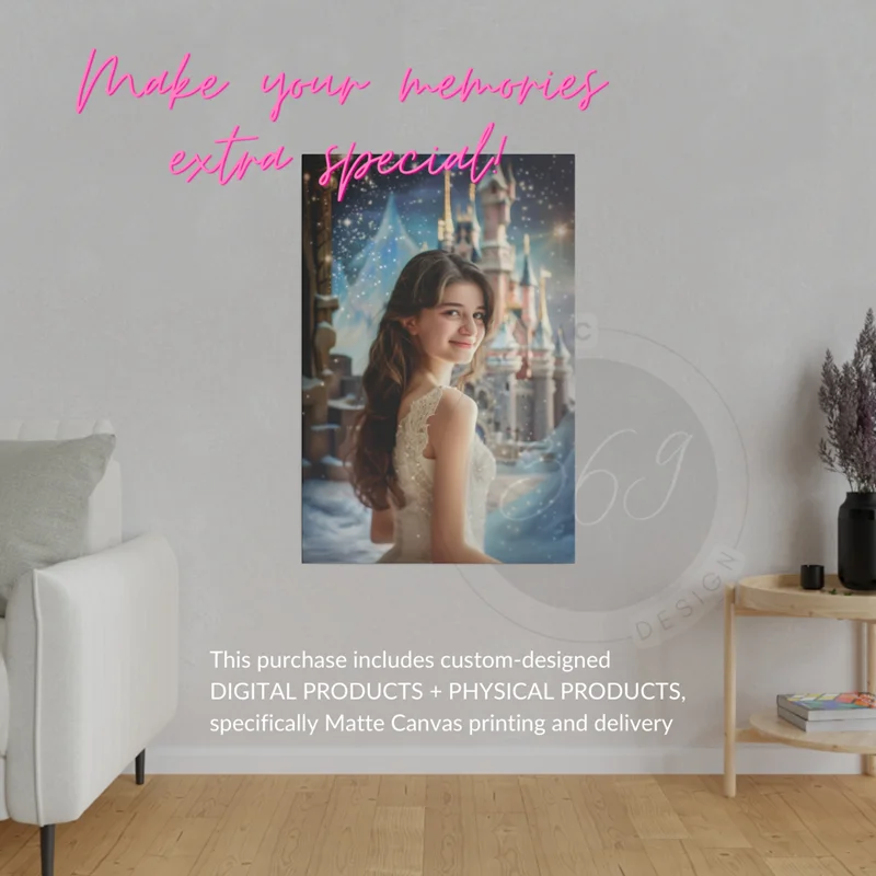 Custom Princess Portrait Canvas instruction 10 Matte Canvas Fantasy Portrait Design from Your Photo. Print on Matte Canvas