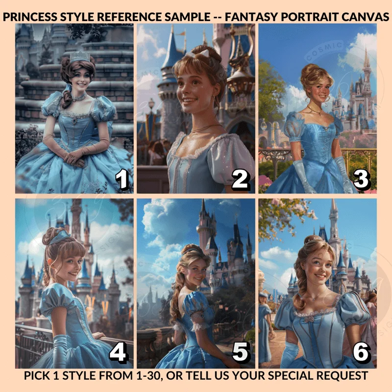 Custom Princess Portrait Canvas instruction 3 Personalized Fantasy Portrait Design Matte Canvas -- Princess Design