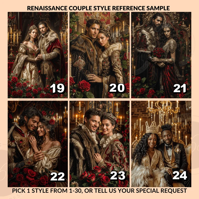 Custom Renaissance Couple Portrait Matte Canvas6 Personalized Renaissance Couple Portrait Matte Canvas