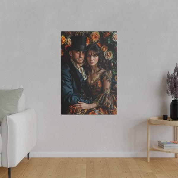 Personalized Fantasy Couple Portrait Matte Canvas | Custom Floral Wonderland Couple Portrait Personalized Couple Portrait from Photo | Best for anniversary gift - Image 4