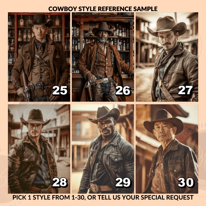 Custom Dad Portrait from photo Custom Cowboy Portrait Matte Canvas from Photo4 turn you photo into cowboy portrait matte canvas -- style templates