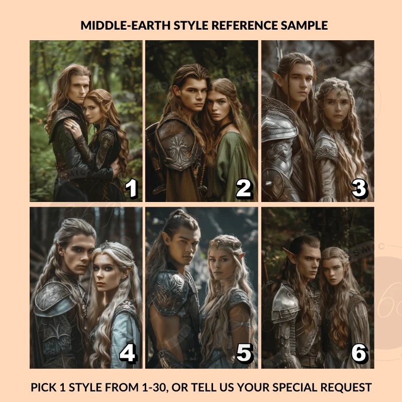 Custom Fantasy Couple Portrait Poster from photo Custom Couple Portrait from photo Middle-Earth Style3 personalized fantasy couple portrait from normal photo - middle earth style - style templates
