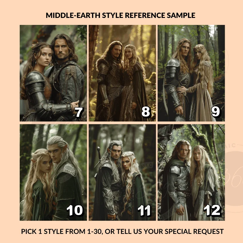 Custom Fantasy Couple Portrait Poster from photo Custom Couple Portrait from photo Middle-Earth Style4 style template 2 -- from your normal photo to fantasy custom cuople portrait -- middle earth style