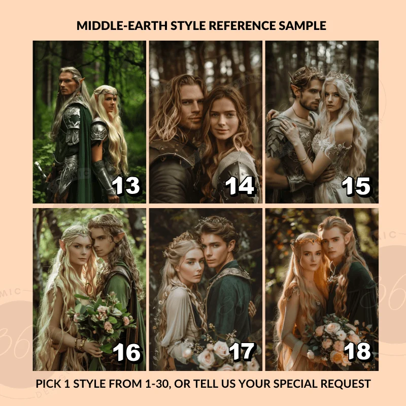 Custom Fantasy Couple Portrait Poster from photo Custom Couple Portrait from photo Middle-Earth Style5 personalized couple portrait from photo -- middle earth style -- style templates