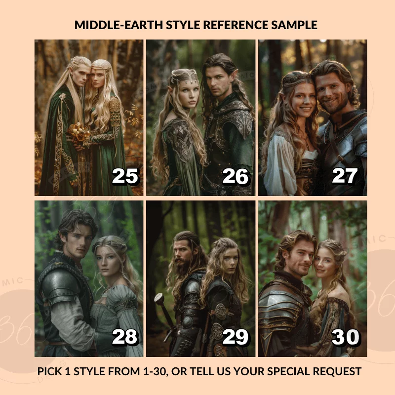 Custom Fantasy Couple Portrait Poster from photo Custom Couple Portrait from photo Middle-Earth Style7 middle earth style personalized couple portrait from normal photo