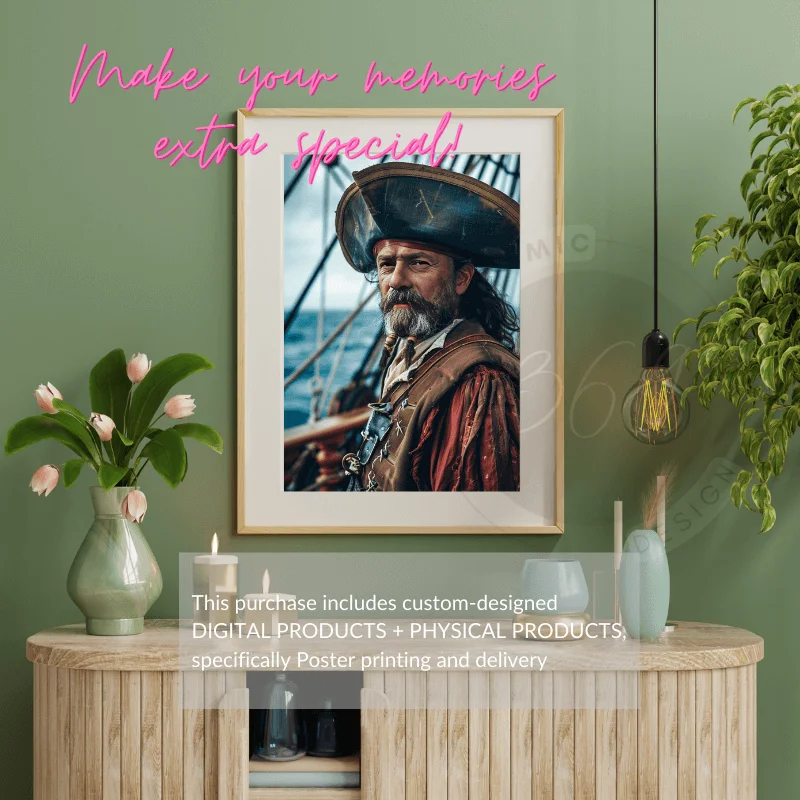 Custom Fantasy Portrait Poster from photo Custom Pirate Portrait Personalized Pirate Portrait Poster from Photo110 example of custom pirate portrait -- special birthday gift