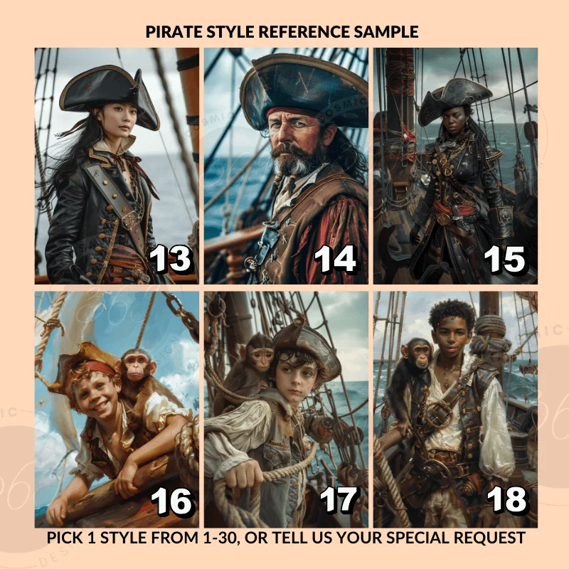 Custom Fantasy Portrait Poster from photo Custom Pirate Portrait Personalized Pirate Portrait Poster from Photo15 custom pirate portrait poster -- style reference