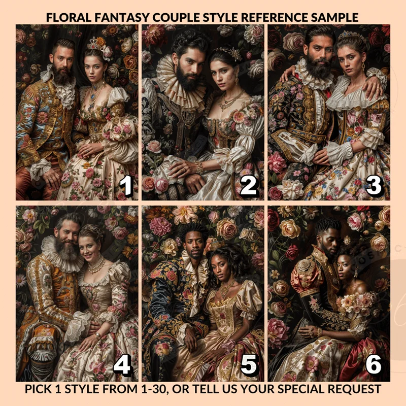 Personalized Fantasy Couple Portrait Matte Canvas Custom Floral Wonderland Couple Portrait Personalized Couple Portrait from Photo3 anniversary gift ideas for couples --- custom portrait from photo