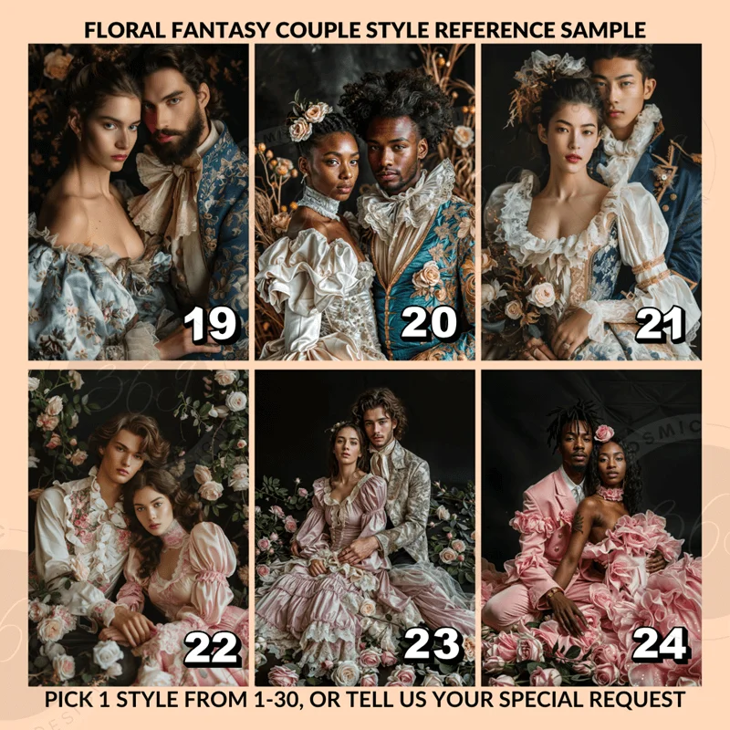 Personalized Fantasy Couple Portrait Matte Canvas Custom Floral Wonderland Couple Portrait Personalized Couple Portrait from Photo6 anniversary gift idea for couple -- custom portrait from photo -- print on high quality matte canvas
