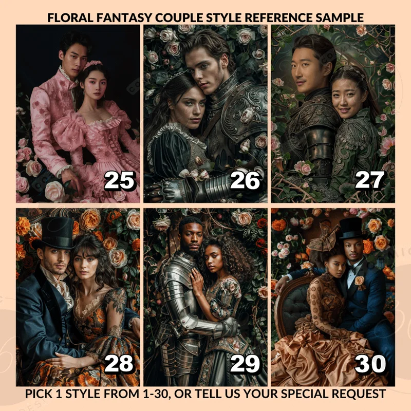 Personalized Fantasy Couple Portrait Matte Canvas Custom Floral Wonderland Couple Portrait Personalized Couple Portrait from Photo7 custom picture canvas -- turn your photo into fantasy couple portrait