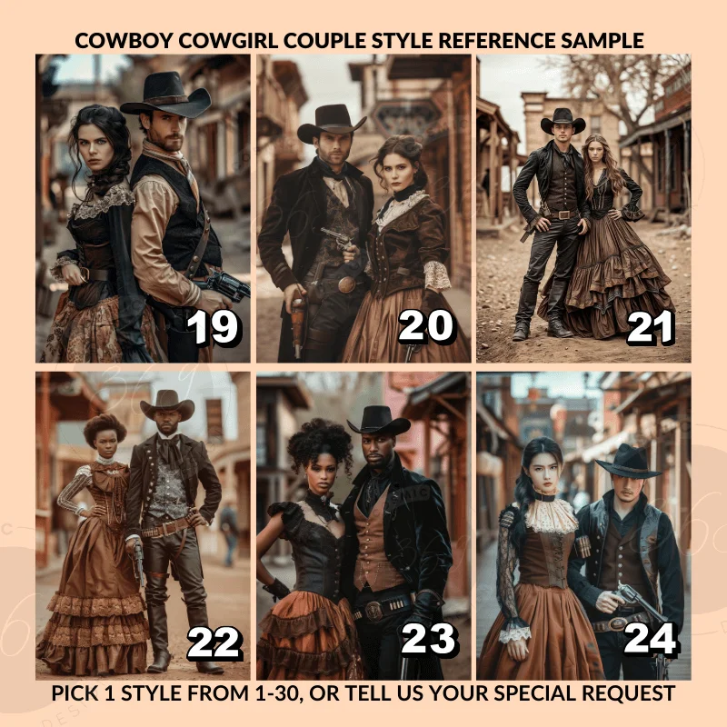 Custom Fantasy Couple Portrait Poster from photo Custom Couple Cowboy Cowgirl Portrait from normal photo6 personalized portrait -- turn your normal photo into fantasy cowboy cowgirl couple portrait
