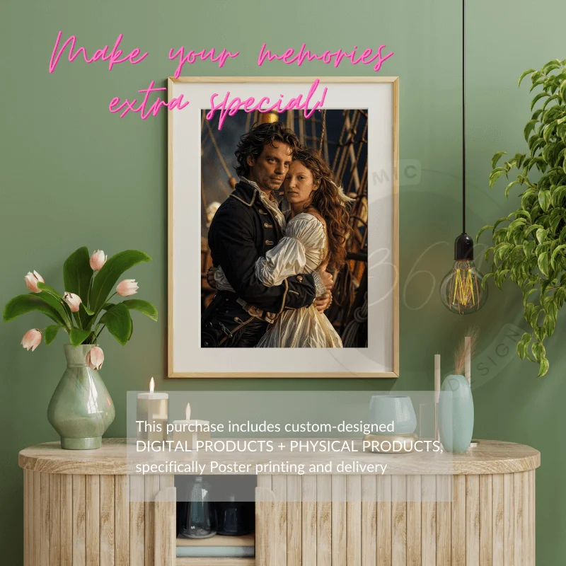 Custom Fantasy Couple Portrait Poster from photo Custom Couple Portrait from photo Pirate Couple Style10 anniverary gift idea for couples -- custom pirate couple style