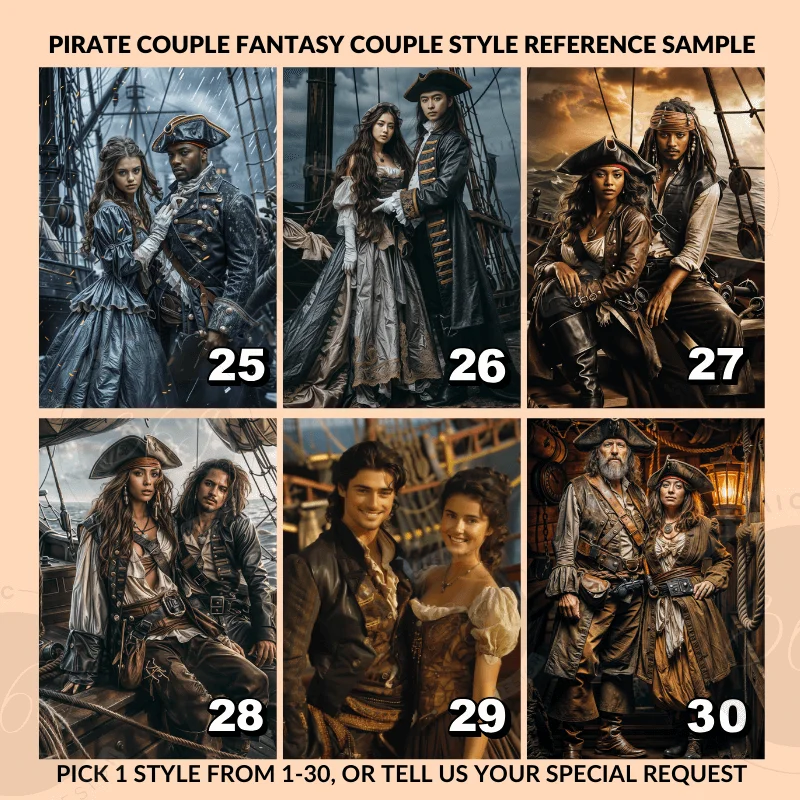 Custom Fantasy Couple Portrait Poster from photo Custom Couple Portrait from photo Pirate Couple Style7 custom pirate couple portrait -- from normal photo to fantasy portrait