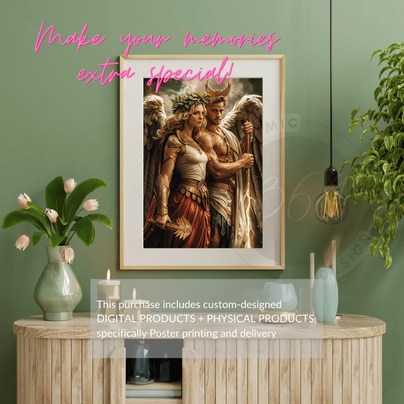 Custom Fantasy Couple Portrait Poster from photo Custom Couple Portrait from photo SuperHero Couple Style10 superhero couple portrait from your normal photo