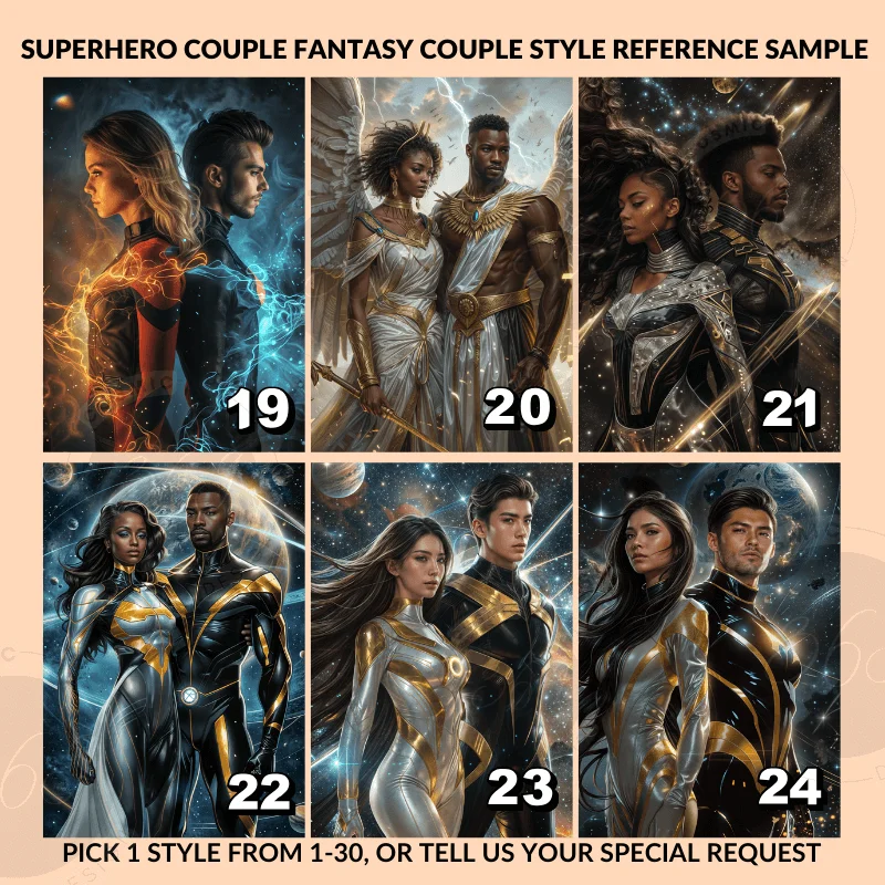 Custom Fantasy Couple Portrait Poster from photo Custom Couple Portrait from photo SuperHero Couple Style6 personalized gift -- anniversary gift idea for couples -- superhero custom portrait