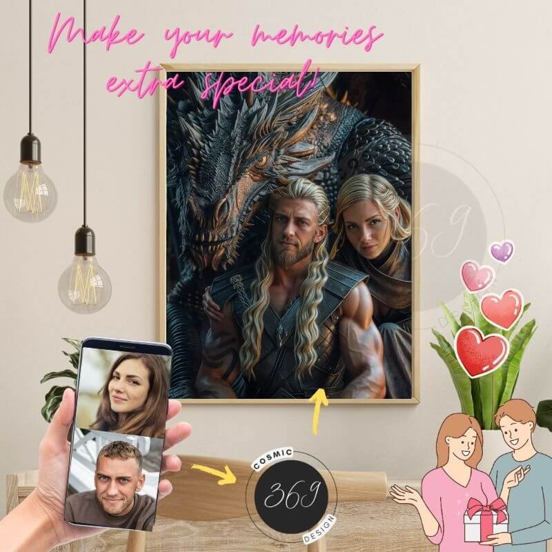 Custom Fantasy Couple Portrait Poster from photo Custom Medieval Fantasy Couple Portrait from photo 1