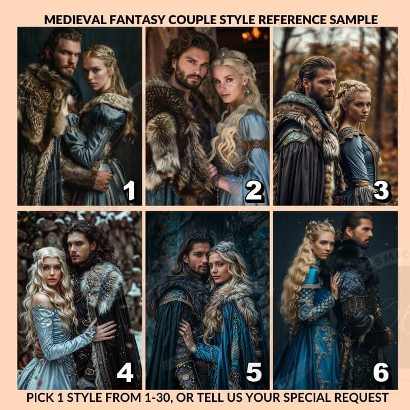 Custom Fantasy Couple Portrait Poster from photo Custom Medieval Fantasy Couple Portrait from photo3 change your normal photo to custom fantasy couple portrait poster -- Medieval Fantasy style