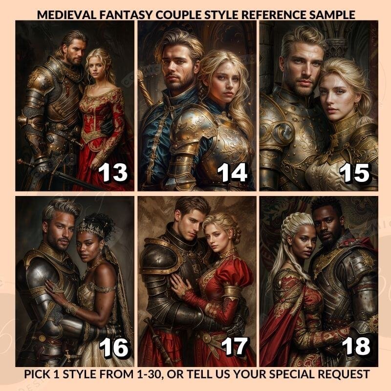 Custom Fantasy Couple Portrait Poster from photo Custom Medieval Fantasy Couple Portrait from photo5 personalized couple portrait from normal photo -- medieval fantasy style