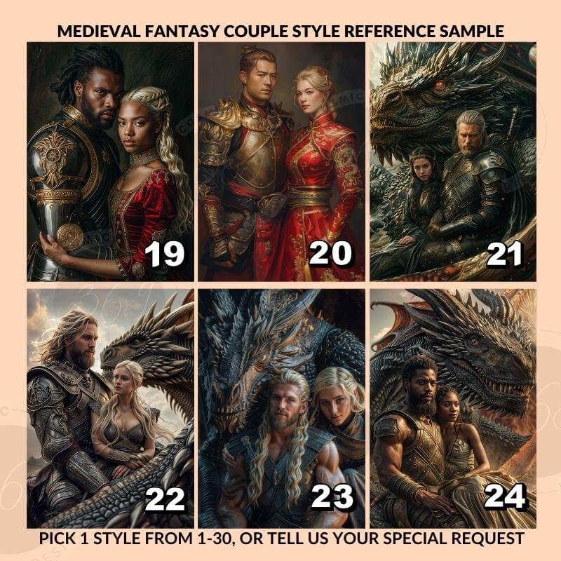 Custom Fantasy Couple Portrait Poster from photo Custom Medieval Fantasy Couple Portrait from photo6 turn normal photo to a custom fantasy couple portrait