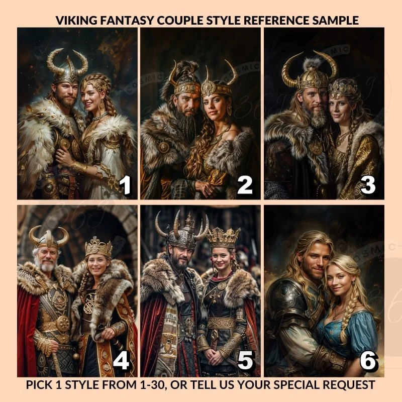 Custom Fantasy Couple Portrait Poster from photo Custom Viking Couple Portrait from photo3