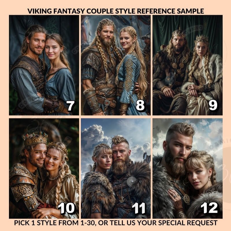 Custom Fantasy Couple Portrait Poster from photo Custom Viking Couple Portrait from photo4 anniversary gift idea for couples -- personalized viking couple portrait from normal photo
