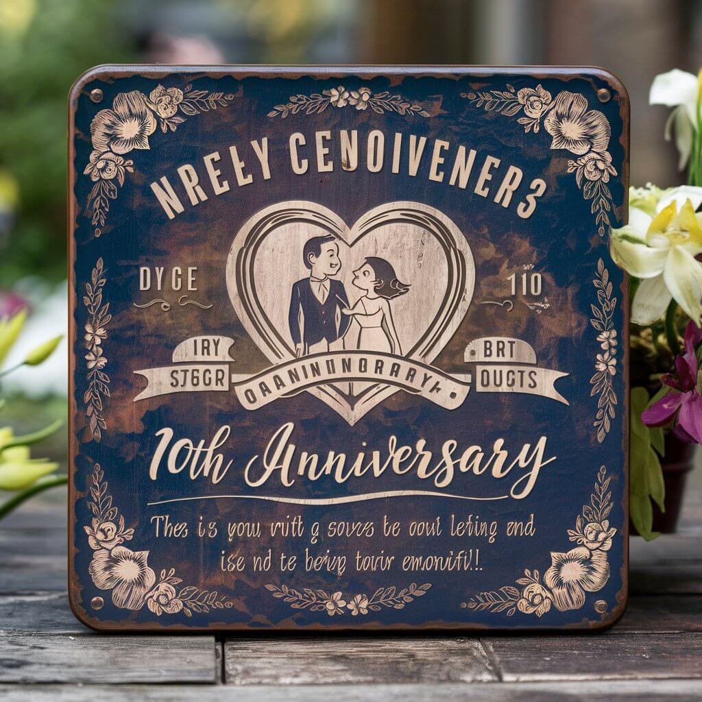 10 year anniversary gift idea for couples -- Personalized Tin Sign (1) anniversary gift idea for couples