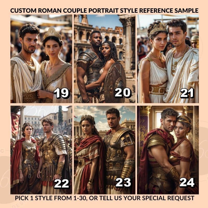 Custom Roman Couple portrait poster from Photo6 best anniversary gift for couple -- custom roman couple portrait poster from photo