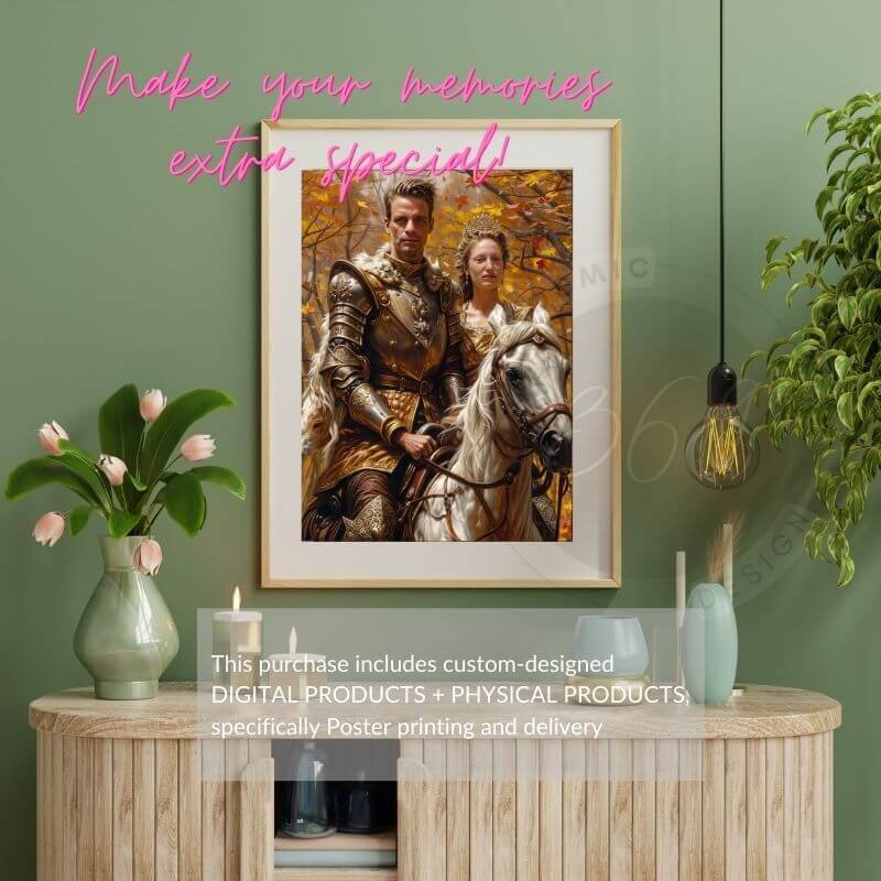 Custom Royal Couple Portrait Poster from Photo Royal Couple Riding on Horse 10 Royal couple riding on horse -- custom couple portrait poster from photo
