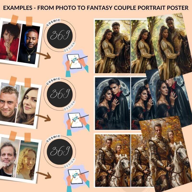 Custom Royal Couple Portrait Poster from Photo Royal Couple Riding on Horse 2 Custom Portrait Poster from photo -- Royal Couple Riding on horse style