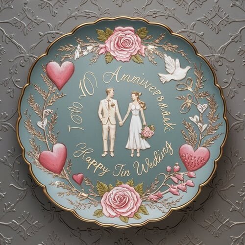 Tin Anniversary Plate for 10 th anniversary celebration (1)